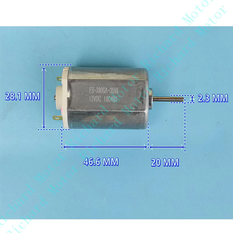 2 peças 390sa-3558 motor de alta velocidade 15200rpm dc 12v 0,4a grande potência ímã forte para auto peças de reposição de carro tipo plano