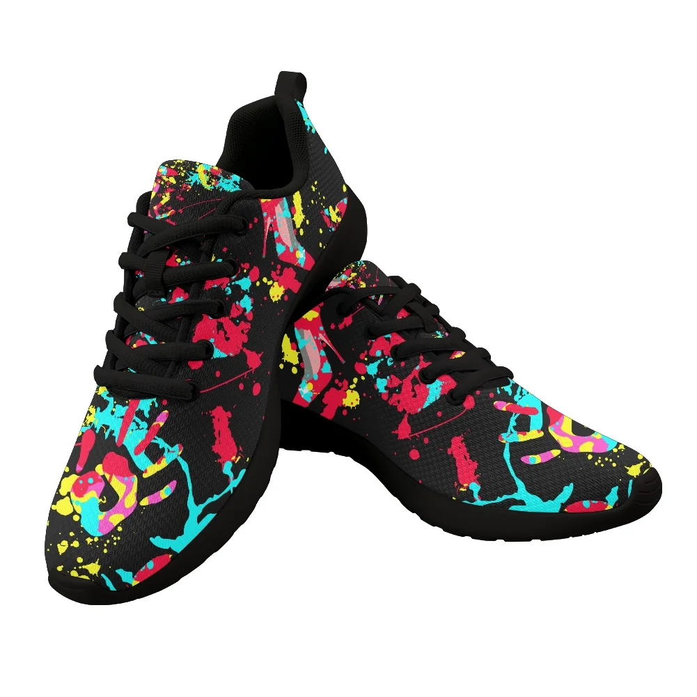 2022 Fashion Shoes Women Outdoor Breathable Mesh Sneakers Paint Splatter Pattern Casual Running Men Cool Lightwight Sneakers