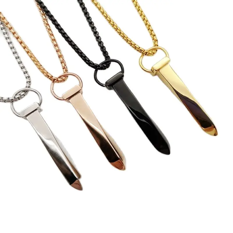 Stainless steel Big Nail pendant necklace men hip hop Rock punk Special creative Nail shape gold necklace fashion