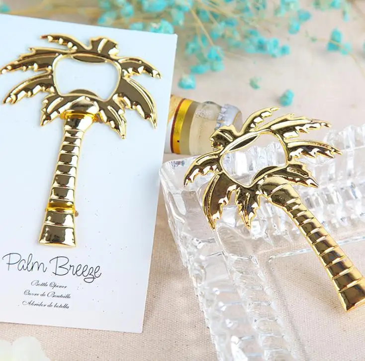 200PCS Palm Breeze Chrome Palm Tree Bottle Opener Wedding Favor Beach Barware Bridal Shower Party Giveaways Gift For Guest SN