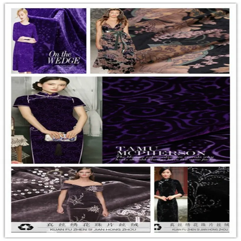 Europe and the United States during the spring and autumn silk garment mulberry silk silk burnt-out velvet fabrics /0.5M