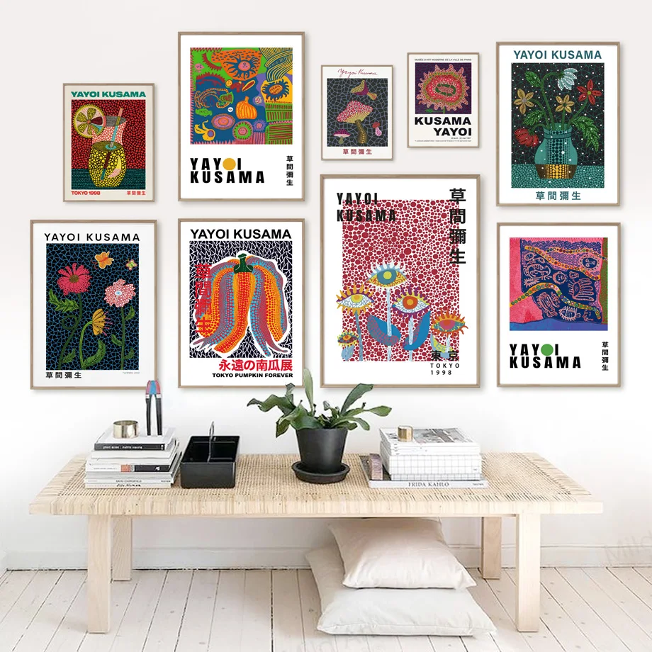 Yayoi Kusama Colorful Flower Abstract Canvas Printing Poster Painting Wall Painting Wall Art Living Room Bedroom Home Decoration