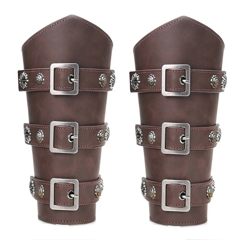 2pc Medieval Armor Handschuhe Breite Manschetten Armbänder Männer Steampunk Krieger Gauntlet Renaissance Ritter Templer Retro Leder Armband