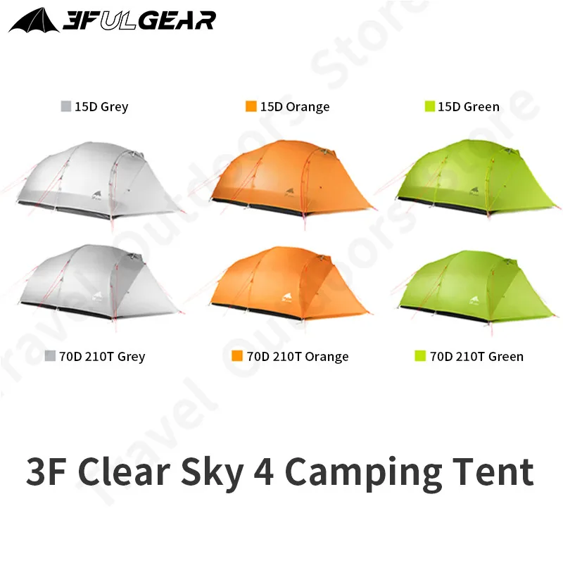 Imagem -03 - Gear-ultralight Silicone Outdoor Camping Tent com Mat Gratuito Tent Impermeável 5000 mm Grande Espaço 34 Temporada 15d Pessoas 3f ul