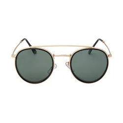 Classic Polarized Sunglasses Retro Double Bridge Round Sun Glasses Metal Frame Outdoor Driving UV400 Shades for Men Women