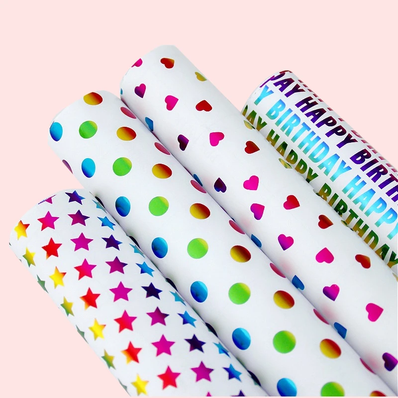 50x70cm Colorful Gift Wrapping Paper Roll for Wedding Kids Birthday Holiday Baby Shower Gift Wrap Craft Paper Decor Gifts