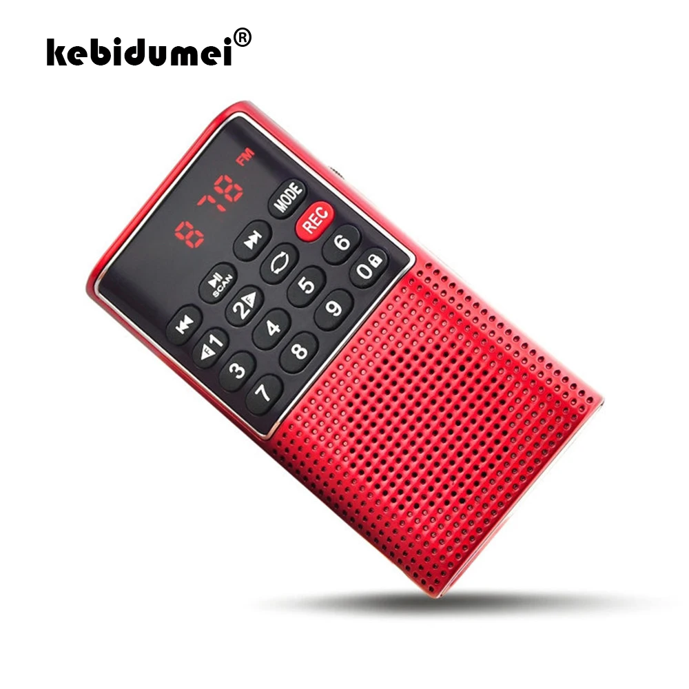 kebidumei Digital FM Mini Portable Radio Handheld USB TF MP3 Player Speaker Rechargeable Small Speaker Outdoor