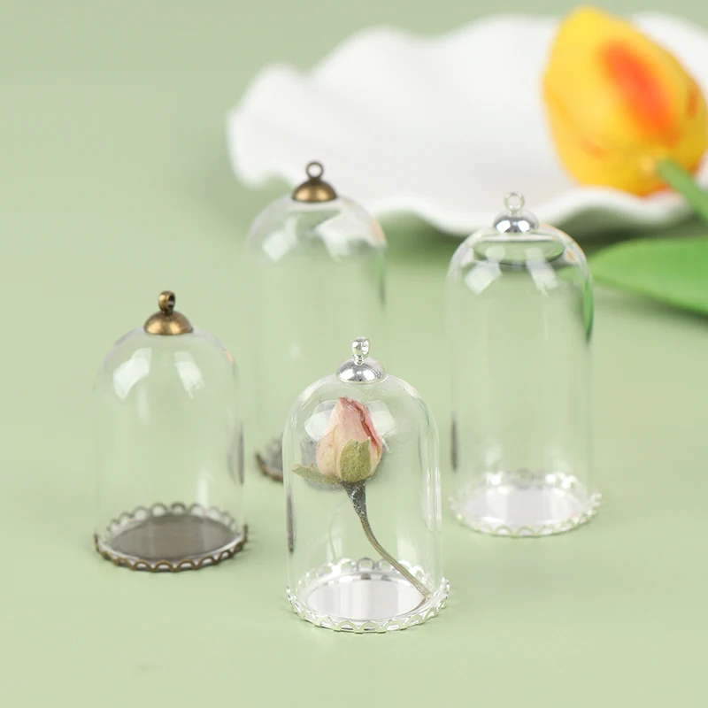 1PC Creative Dollhouse Glass Display Jar with Base Beads Cap Glass Vials Pendant Glass Bottle Making Jewelry Finding Accessories