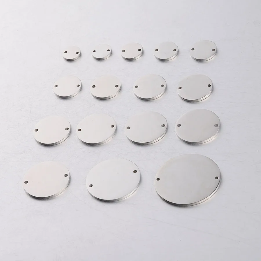 Fnixtar 20Pcs 8-25mm Mirror Polish Stainless Steel Stamping Round Blank Discs Connector Charms For DIY Jewelry Making Neckalces