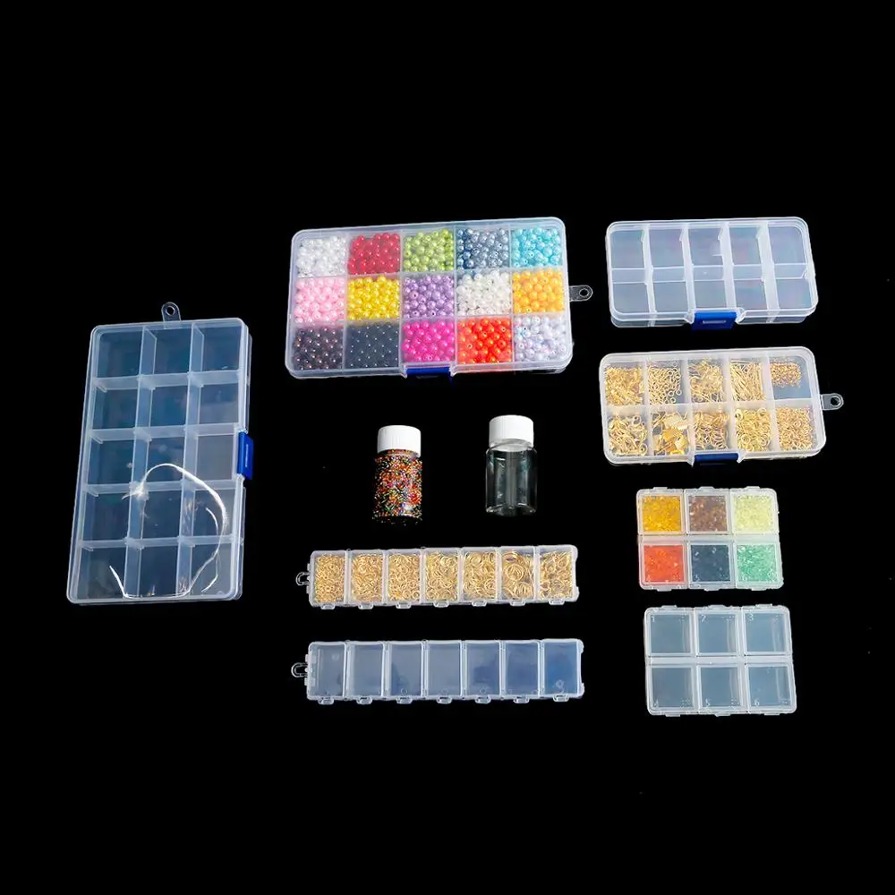 18Style Plastic Clear Round Rectangle Square PVC Organizer Earrings Jewelry Box Case Container for Rings Beads Storage Package