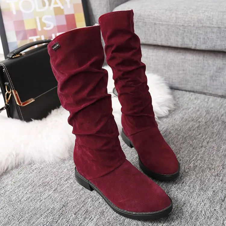 Women Girls Fashion Shoes Autumn Winter Boots Ladies Sexy Sweet Outdoor Boot Stylish Flat Flock Shoes Snow Boots Botas 2019