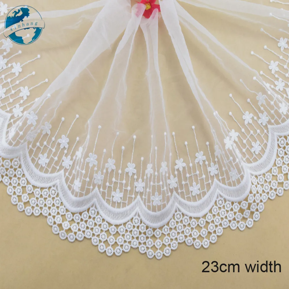 23cm Wide Polyester Embroidery Lace Sewing Ribbon Guipure Trim Wedding Decoration DIY Dolls Colthes Accessories Lace Edge#4016