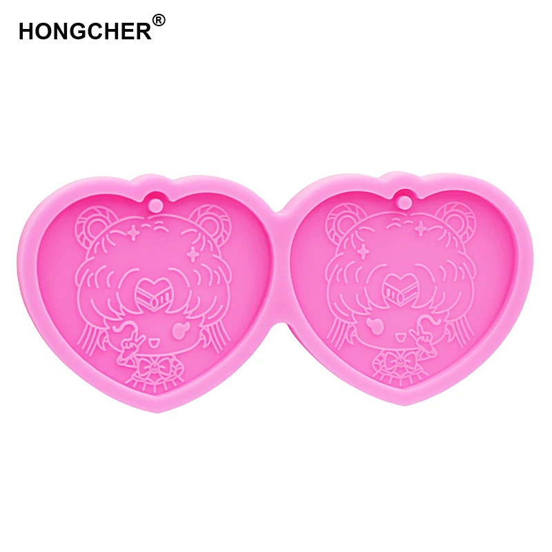 New Girl Shiny Earring Pendant Keychain Silicone Mould Painting Anime Silicone Mold Jewelry Making Polymer Clay Epoxy Molds