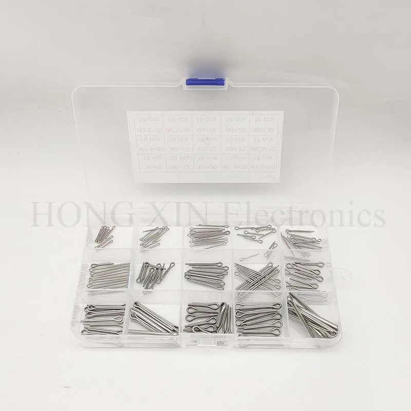 240pcs/Set 15 Size Split Cotter Pin Hitch Pins Clip Key Fastner Assortment Kit M1 M1.5 M2 M2.5 M3
