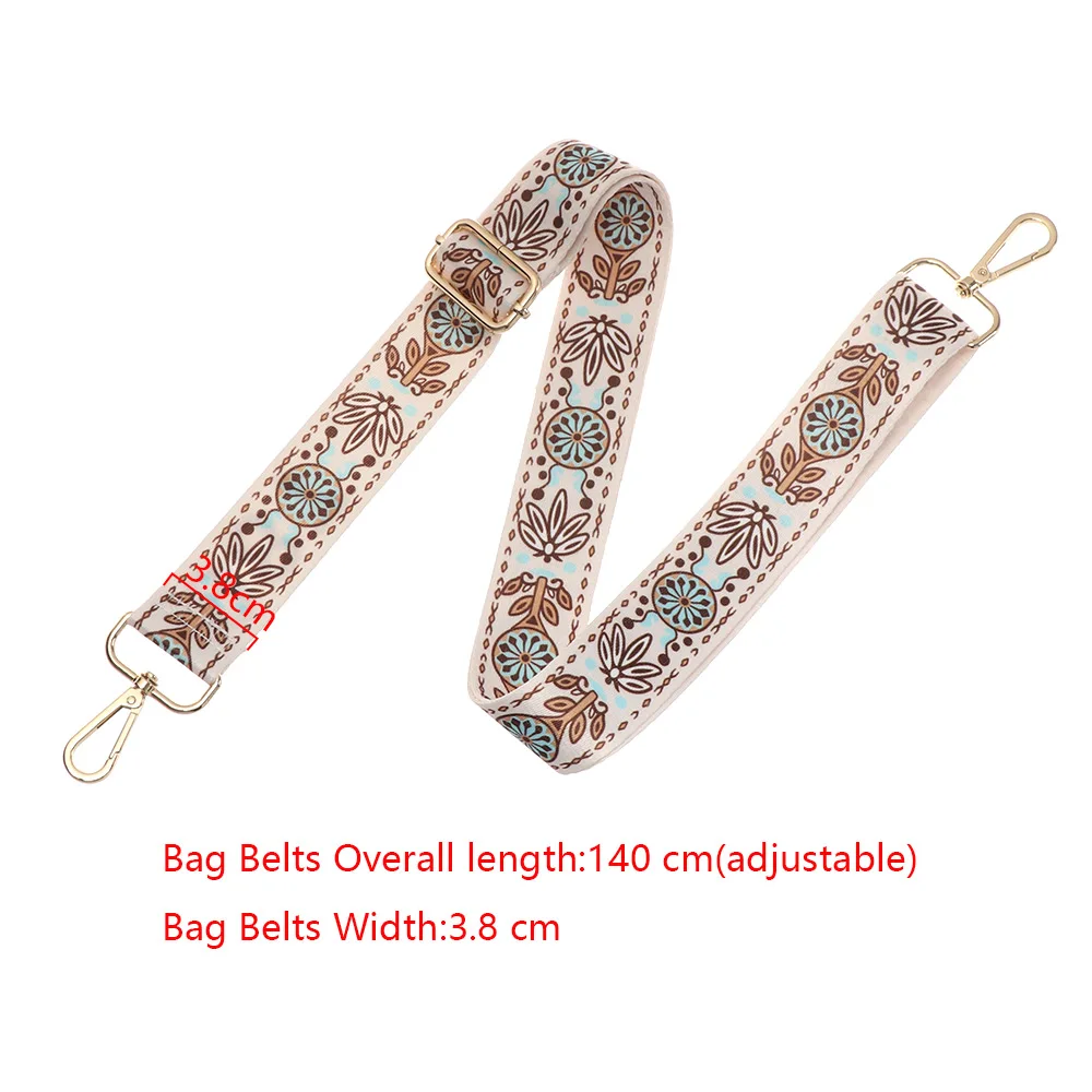 New 140cm Nylon Bohemian Bag Strap Belt Replaceable Adjustable Wide Shoulder Handbag Straps Decorative Chain Bag Accessories