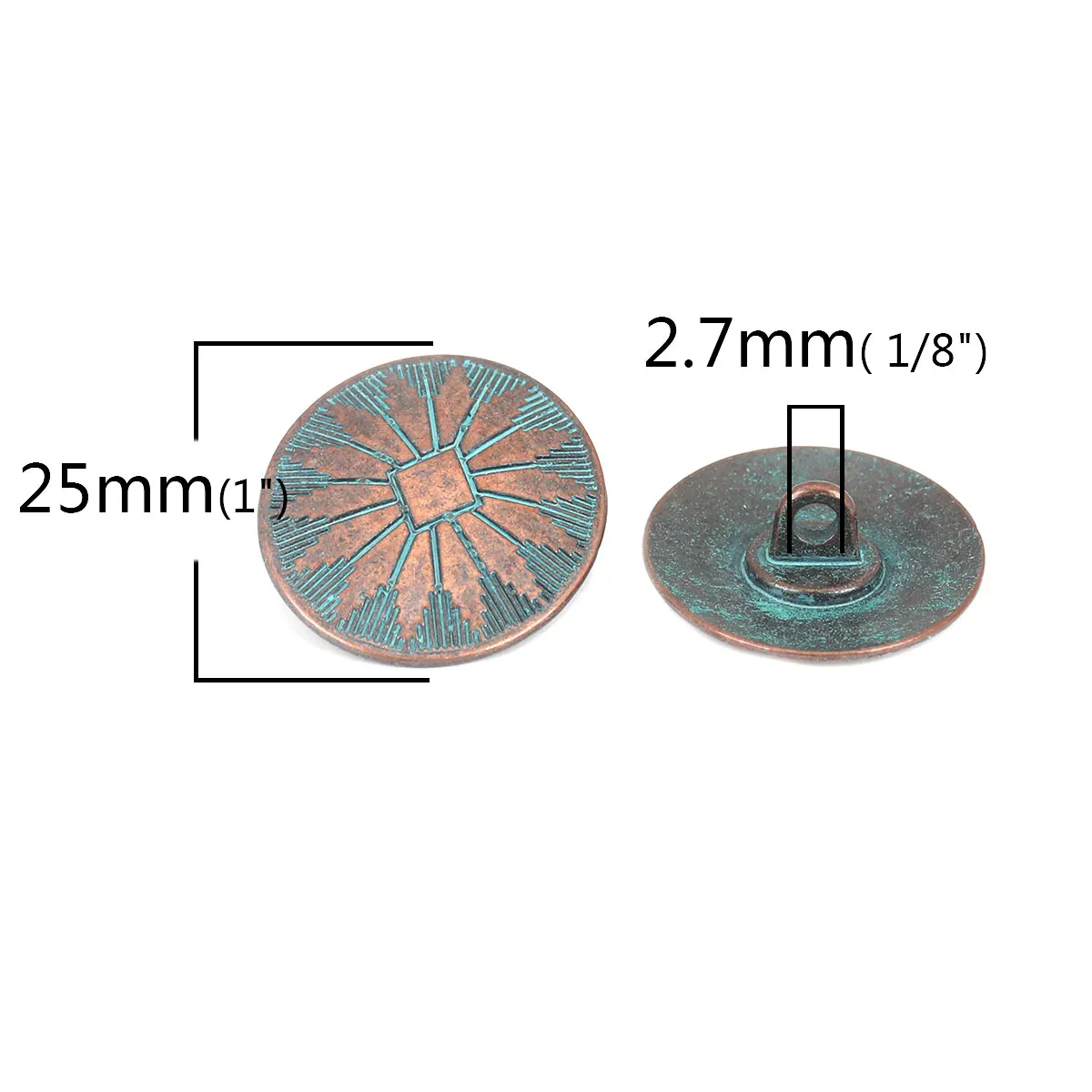 10 PCs Vintage Zinc Based Alloy Oval Round Metal Patina Sewing Shank Buttons Antique Copper Color DIY Clothing Decoration