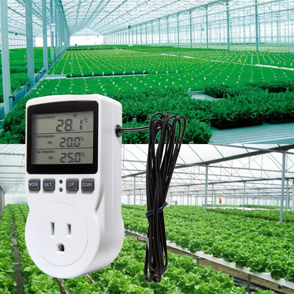 Sensor de controlador de temperatura Digital, enchufe europeo/FR con termostato inalámbrico multifuncional, enchufe con interruptor de temporizador,