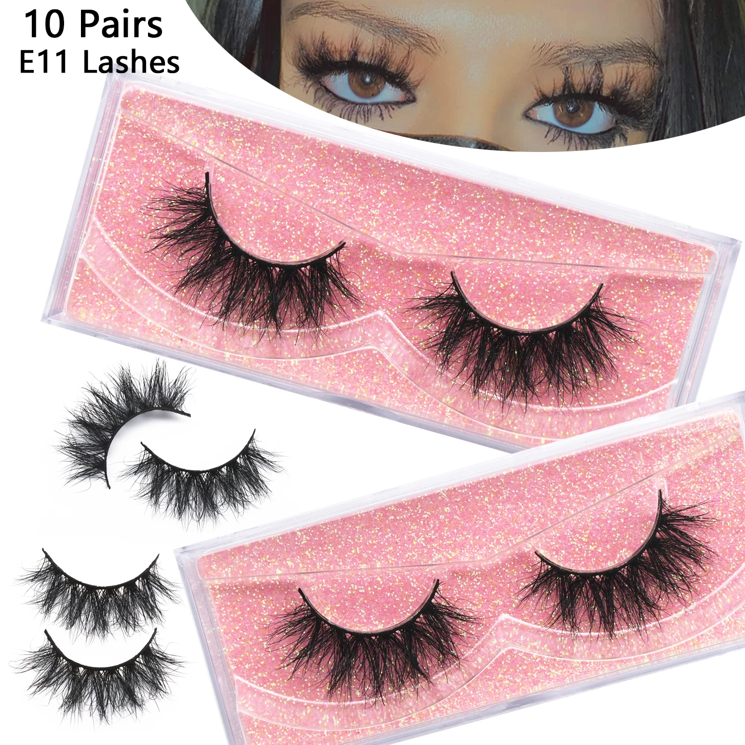 10 pairs Mink Lashes E11 Lashes Wholesale 3D Mink Eyelashes Round Shape Effect Mink Lash Dramatic Lash Makeup False Eyelash