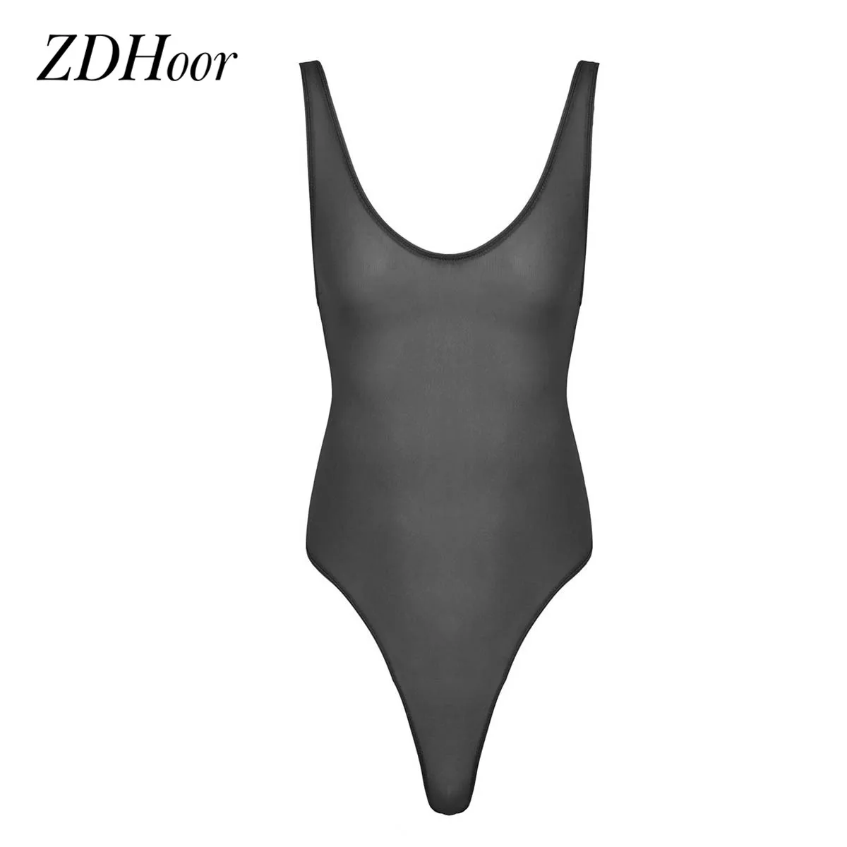 Mens Bodysuit Thongs Leotard Singlet Underwear Sexy One-piece Deep U Lingerie Sleeveless High Cut Ultra-thin Jumpsuit Nightwear