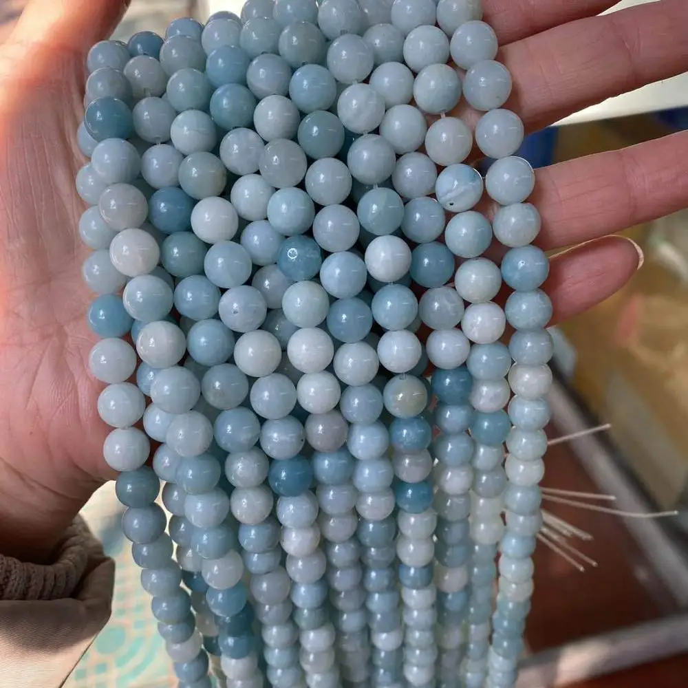 

2 strands Amazonite Beads Blue Chalcedony Loose Beads Fashion Gemstone For 6-12mm