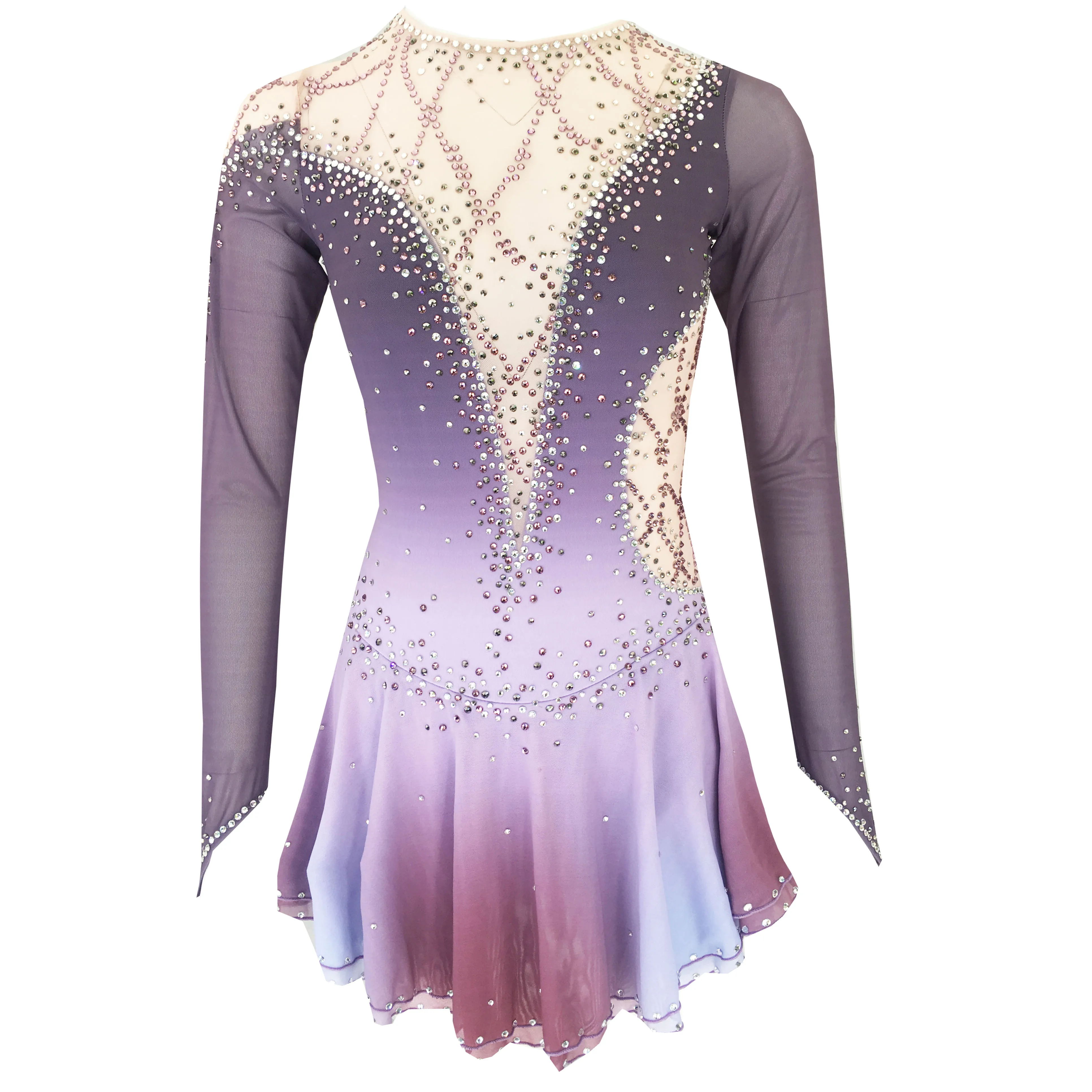 Figure Skating Dress, Ice Skating Skirt,Sleeveless Gray Spandex Competition Dresses