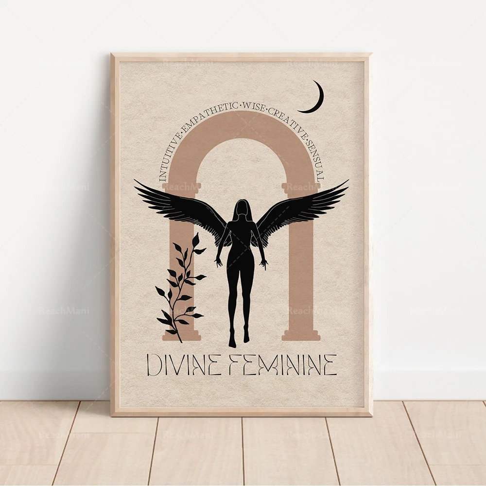 Sacred female bohemian prints, nudes, feminist art, mysterious works of art, goddesses, moon, feminine energy, affirming spirit