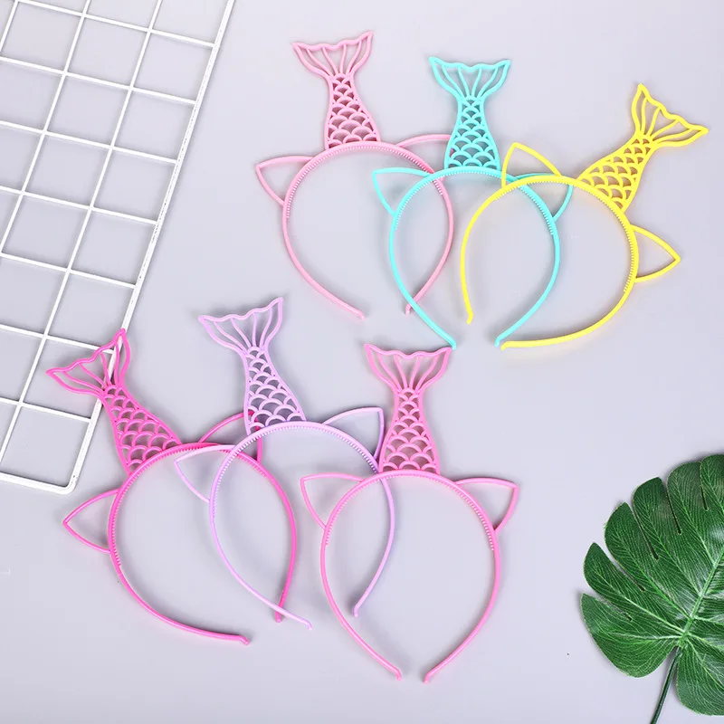 6pcs Children\'s unicorn mermaid crown cat ears headband birthday headdress hair accessories party gifts baby birthday hair bands