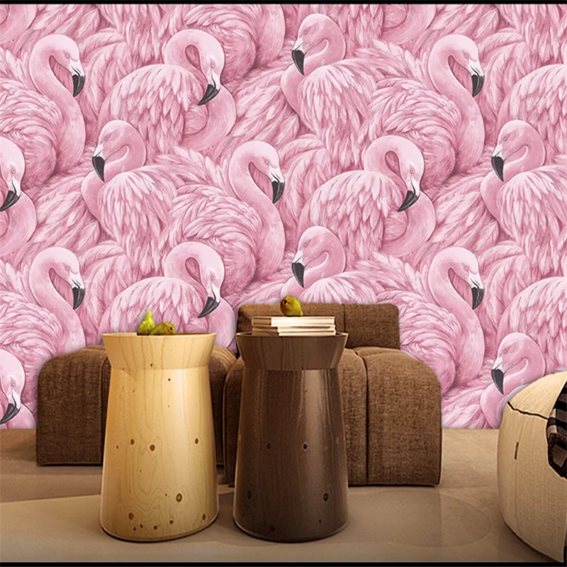 

wellyu Customized Wallpaper 3d European Southeast Asia Flamingo TV Sofa Background Living Room Bedroom Background Wallpaper