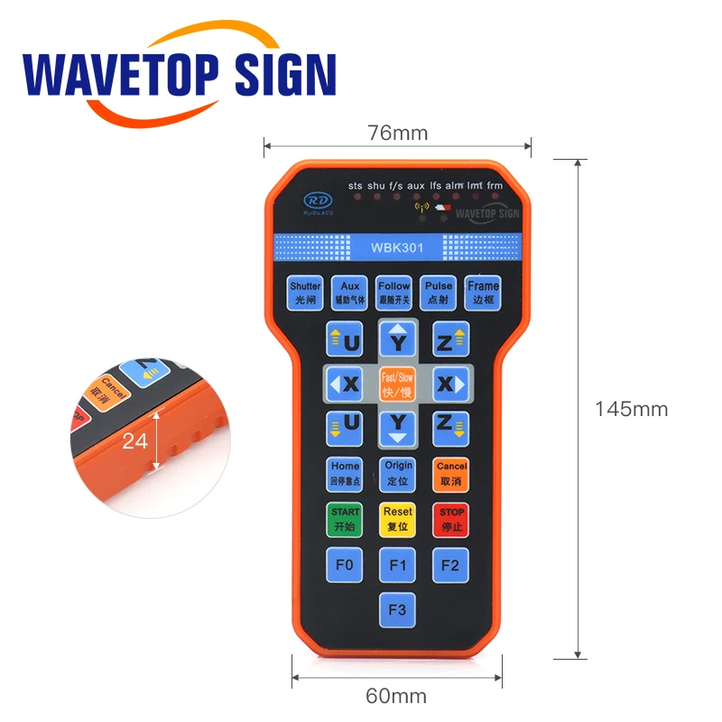 WaveTopSign Ruida mango de operación inalámbrico BWK301R BWK301T para controlador láser Co2 RDC6442G RDC6442S RDC6332M