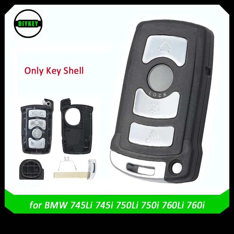 

DIYKEY 4 Button Remote Car Key Shell Case For BMW 7 Series E65 E66 E67 E68 745i 745Li 750i 750Li 760i 760Li With Small Key Uncut