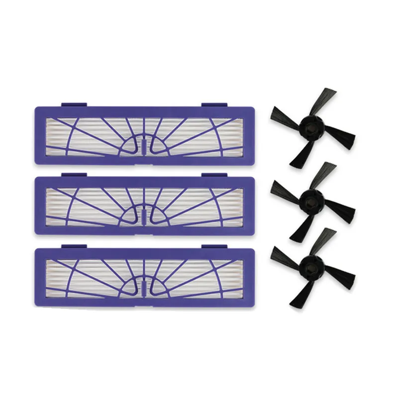 로봇 진공 청소기 부품 액세서리, 로봇 사이드 브러시, 3x HEPA 필터, Neato BotVac M6S6 70e 750 85 80