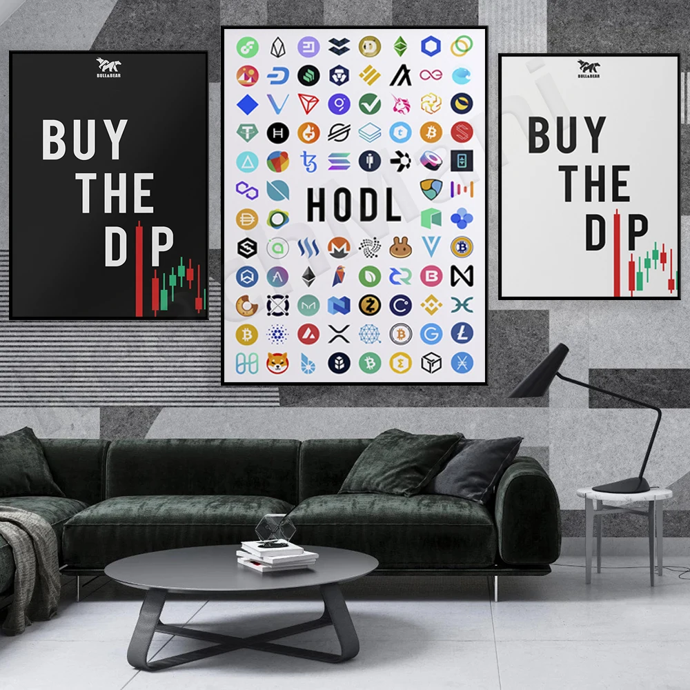 Buy The Dip For Traders Poster | Crypto Coin, Forex, Wall Street, Stock Markets Wall Art