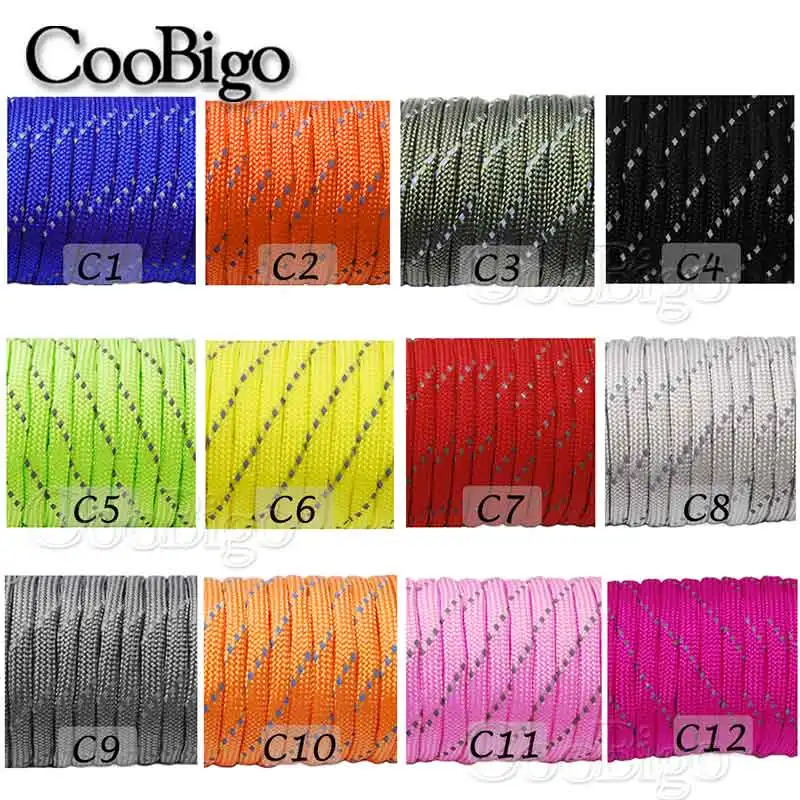 1pcs Reflective Paracord Rope Dia.4mm for Survival Parachute Cord Lanyard Camping Climbing Camping Rope Hiking Clothesline