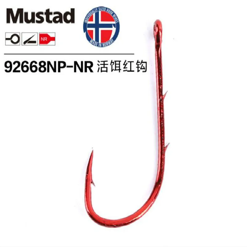 Original Mustad Hooks Live Bait Casting Fishing Hook 92668 High Carbon Steel Barbed Hook Wedkarstwo Anzol Anzuelos De Pesca