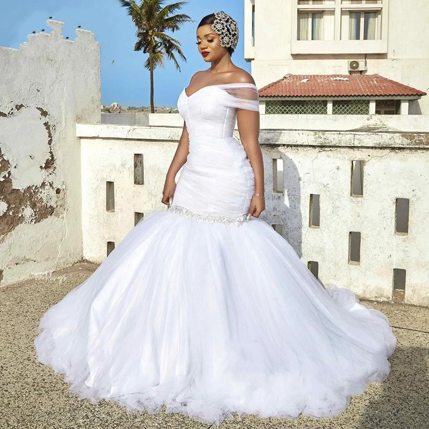 

Fashion One Shoulder Africa Mermaid Wedding Dresses Plus Size Sexy Backless Women Bride Gown 2025 Robe De Mariée