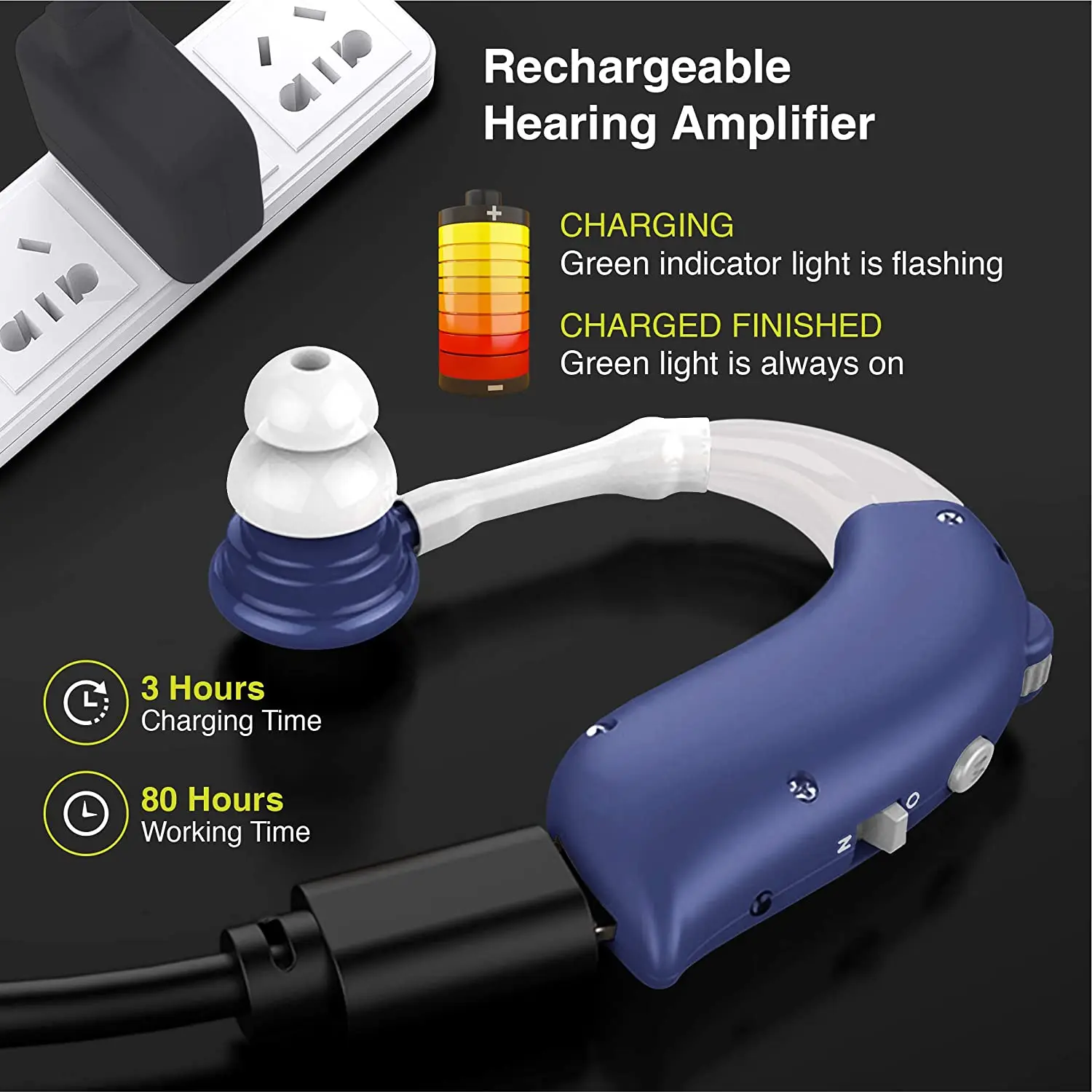 Bluetooth Hearing Aid Deaf Sound Amplifier Audifonos USB Hearing Aid Elderly Deaf Mini Rechargeable Adjustable Tone Call