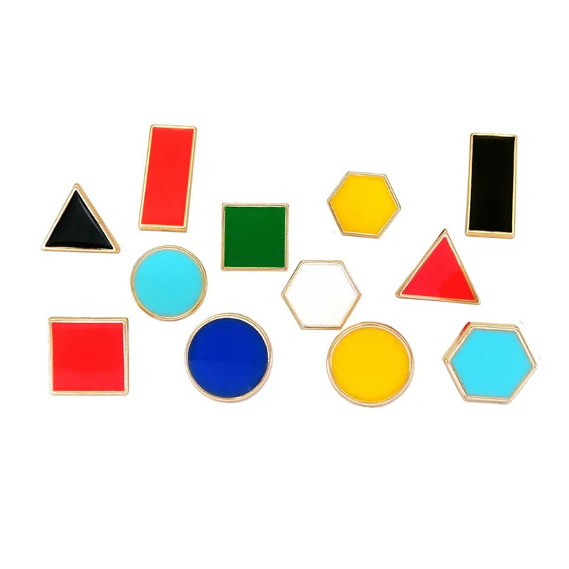 1pcs Red Blue Green Red Yellow white Black Round Rectangle Square Hexagon Triangle Shape Brooches Lapel Pin Jewelry For Children