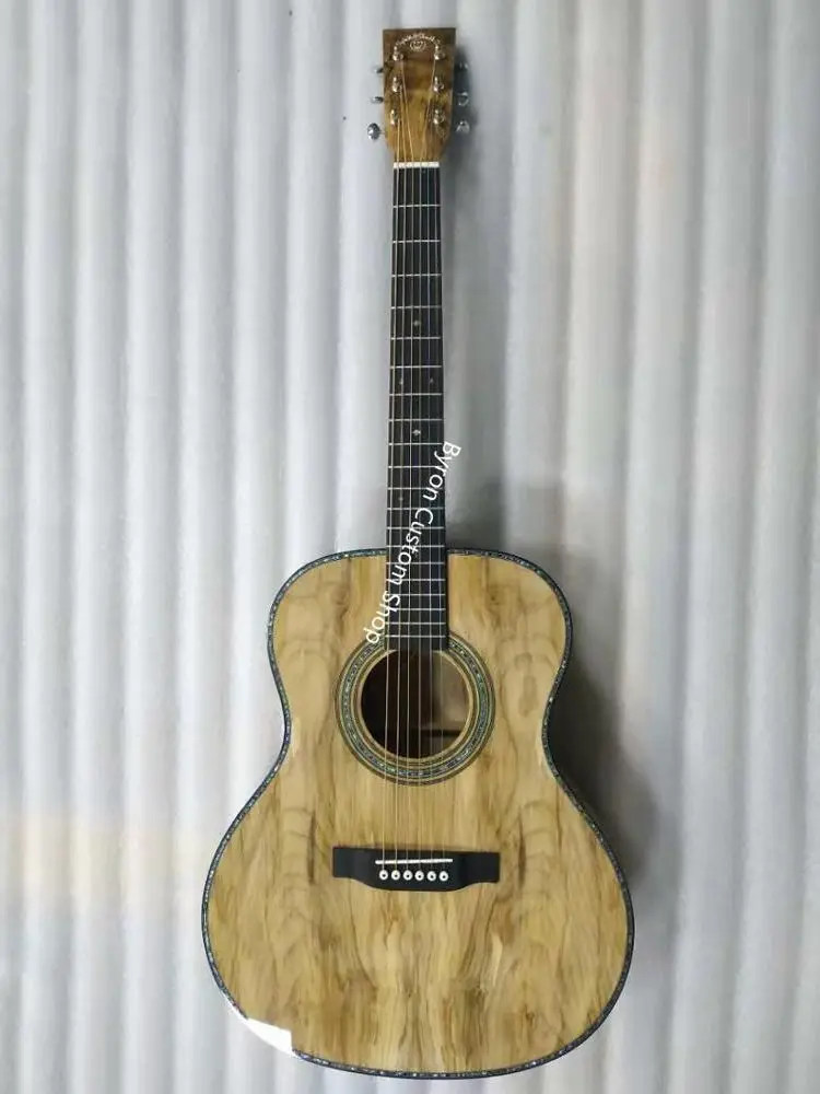 

free shipping all solid european maple wood guitar OM custom handmade solid OM 14 frets AAA solid maple acoustic guitar