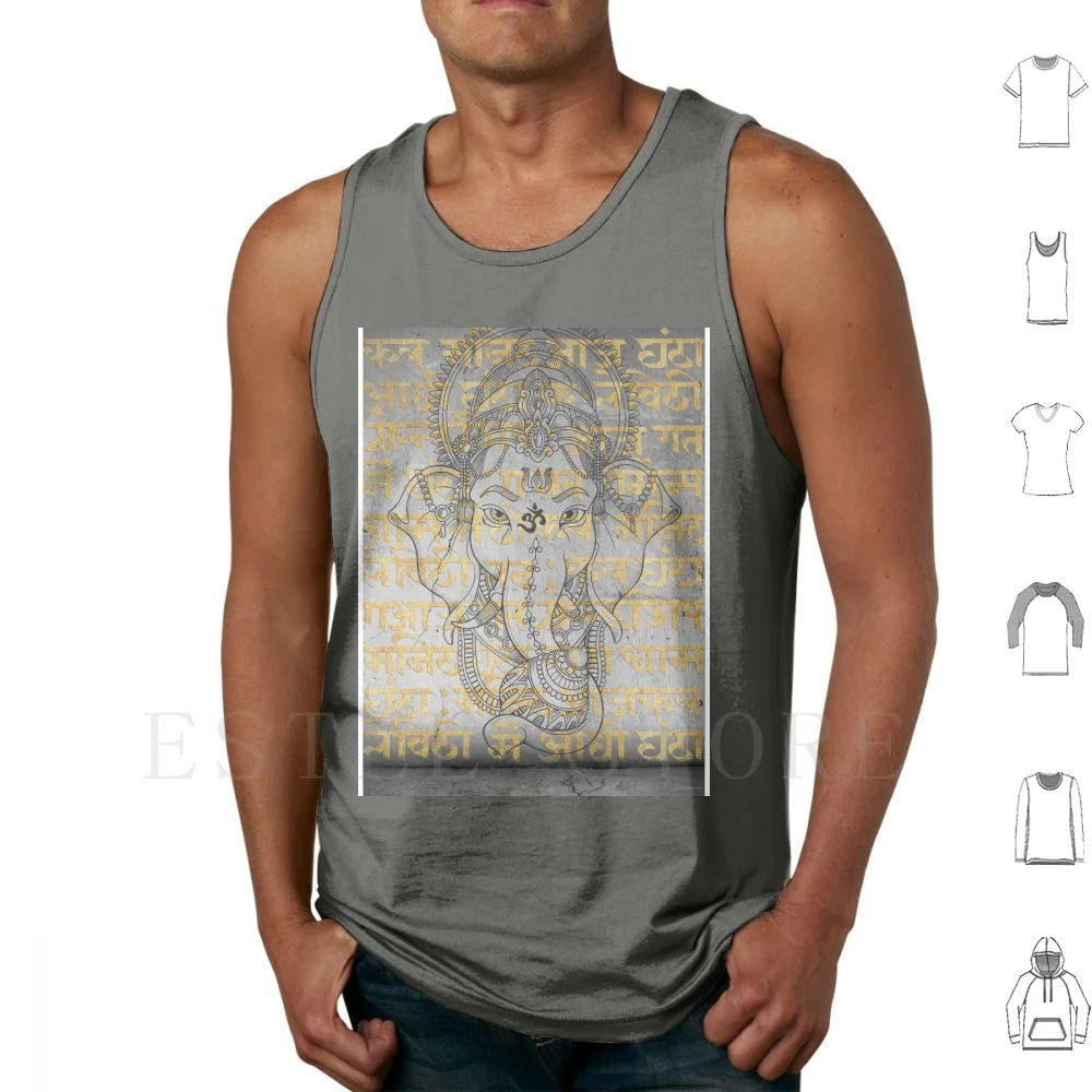 Ganesha Wall Painting Tank Tops Vest Ganesh Ganesha Love Peace Hope Hindi God Good Goddess Faith Trunk Bless Together