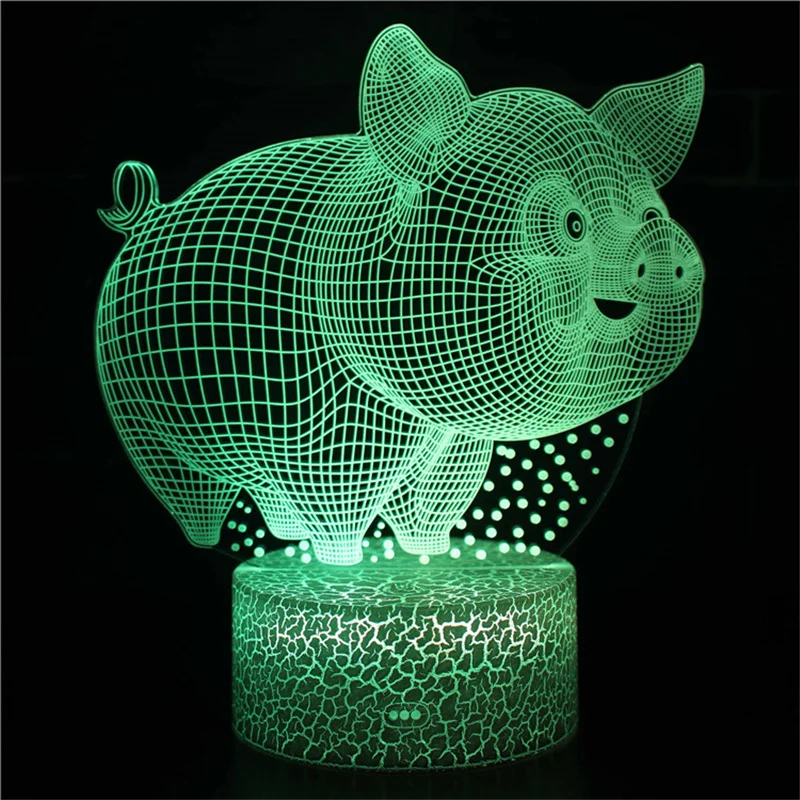 

Pig Night Light 3D Illusion Lamp Touch 7 Color Changing Bedroom Decoration Kids Birthday Present Toys Pigs Gifts for Pig Lover