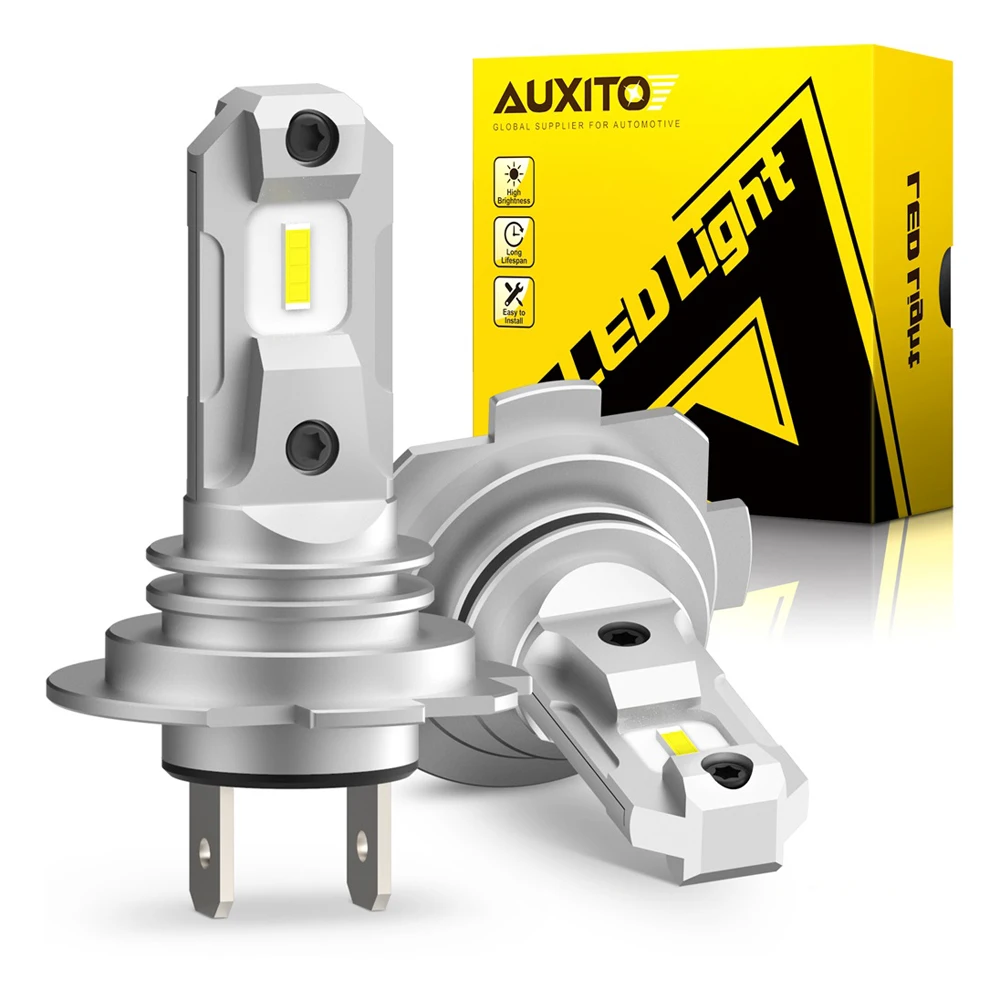 AUXITO 2Pcs 12000Lm CSP Chip LED Head Light H7 Fanless Wireless Mini Design do reflektorów samochodowych Reflektor przeciwmgielny 6500K Biały 12V