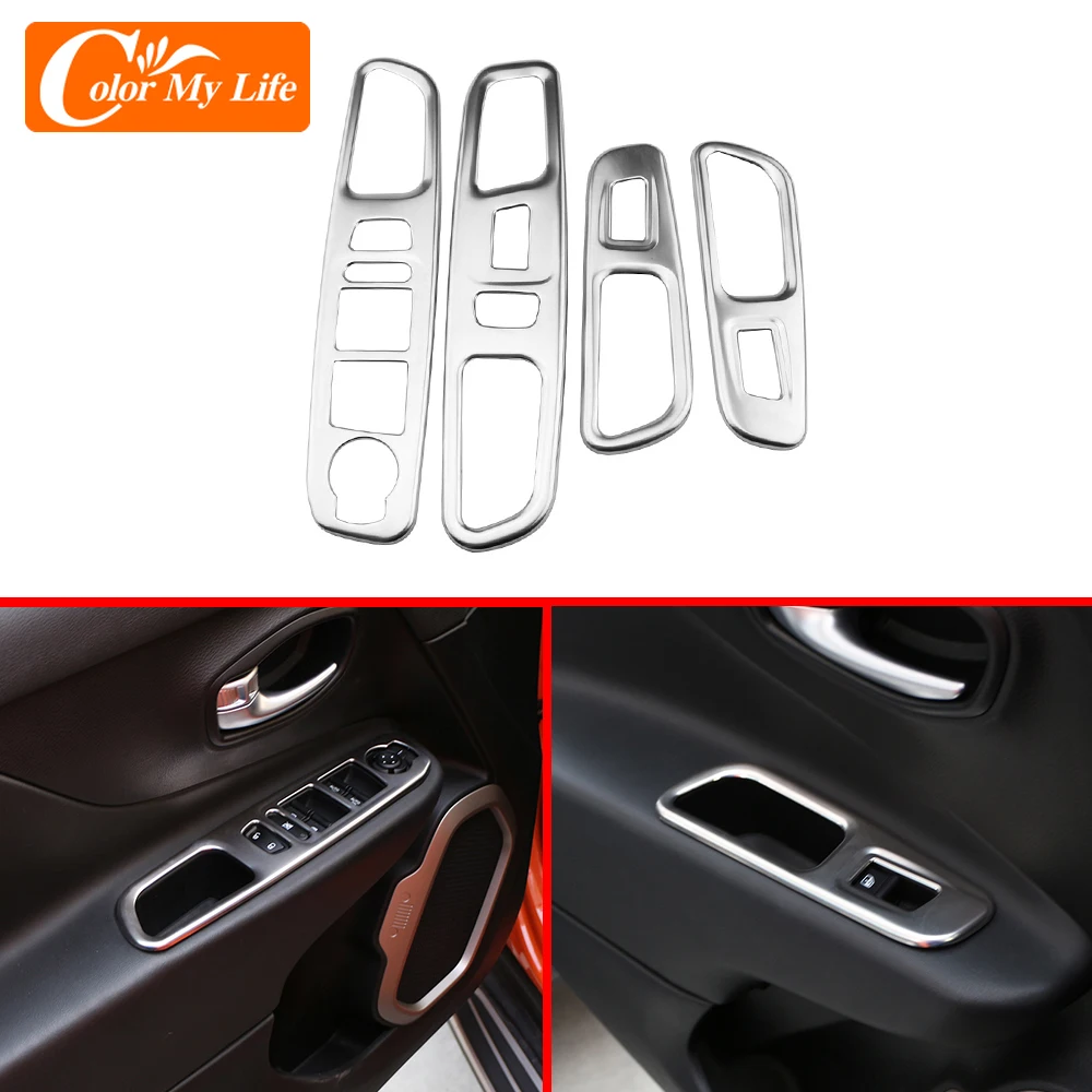 LHD For Jeep Renegade 2014 - 2023 Car Window Switch Armrest Cover Frame Panel Interior Door Arm Rest Handhold Trim