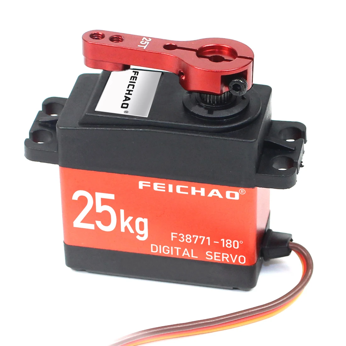 FEICHAO 25 kg/30 kg digitaler Servo-Roboterarm, großes Drehmoment, Metallgehäuse, wasserdicht, mit Servoarm und Verlängerungskabel für RC-Car