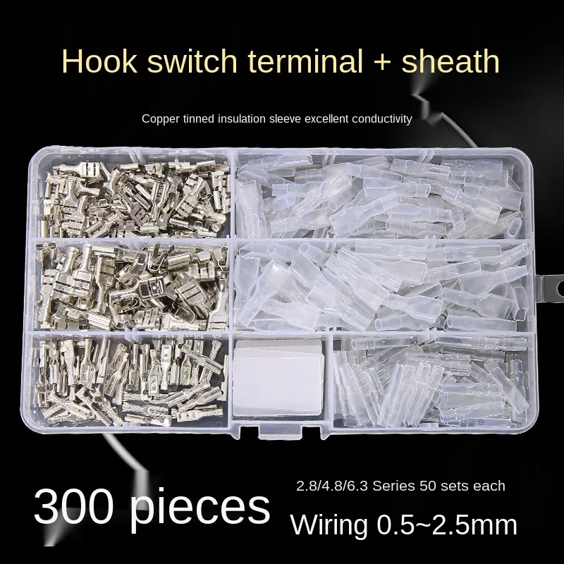 300PCS 2.8/4.8/6.3mm Crimp Terminals Insulated Seal Electrical Wire Connectors Crimp Terminal Connector Assortment Kit