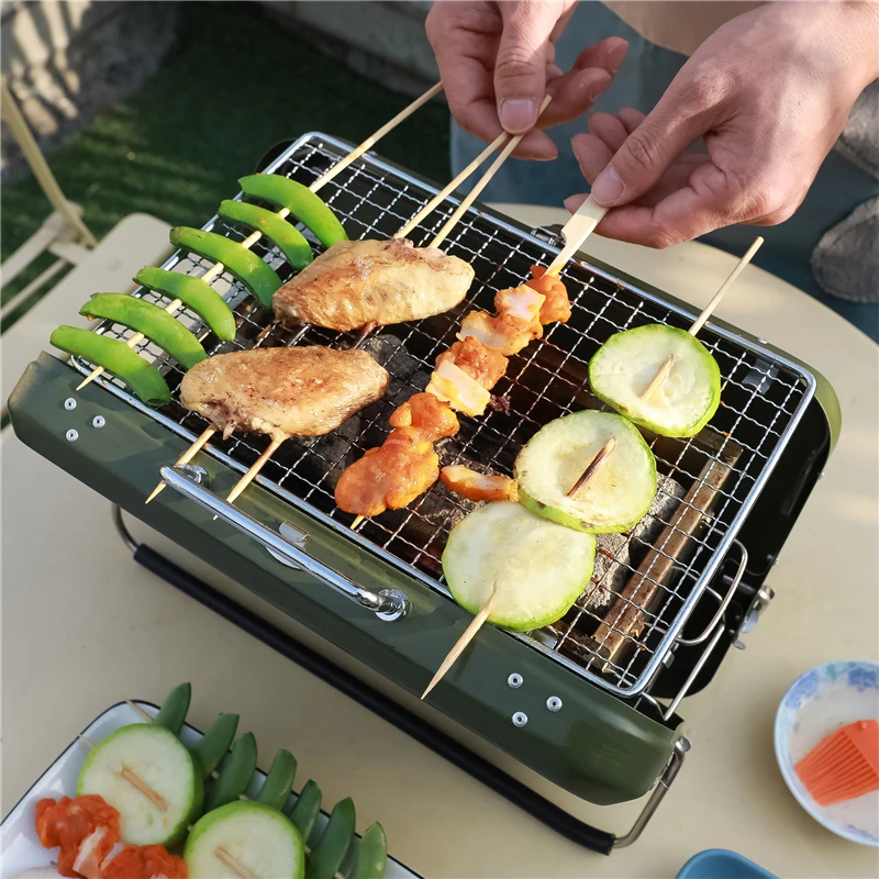 Small Portable Barbecue Grill Foldable Barbecue Rack Outdoor Camping Trip Simple Stove Metal Stainless Steel Grills Assembled