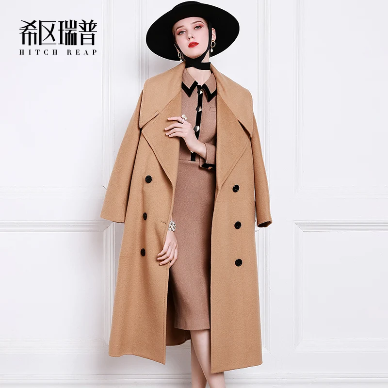 

High End Camel Double-Sided Cashmere Coat Thickened Women's Winter New Wool Tweed Coat Long