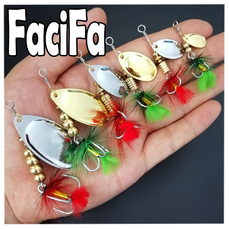 1pc Brass Spinner Bait Carp Fishing Lure 1.4g to 14g Treble Hook Spoon Lure Artificial Bait Metal Fishing Lure Bass Hard Bait