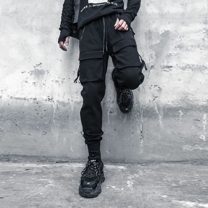 Functional overalls male tactical slacks beam feet pants pants zipper decoration