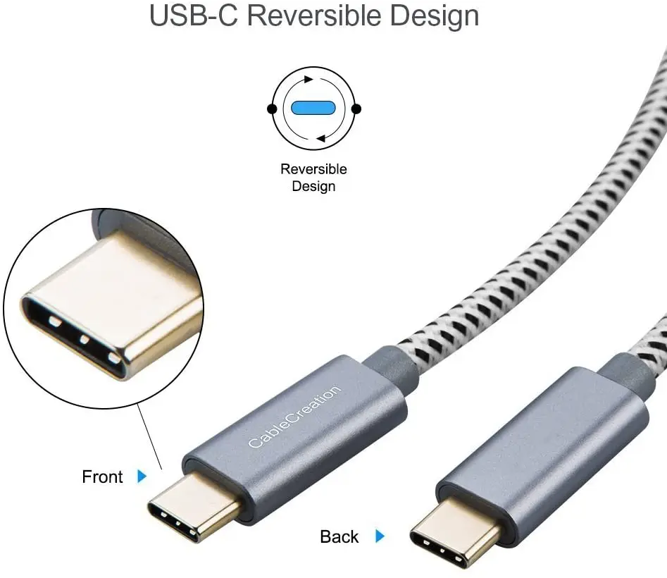 USB C a USB-C Cable 10ft 60W trenzado USB-C Cable 3A carga rápido Compatible con para MacBook(Pro) Galaxy S20/S20 + Ultra/S10/S9