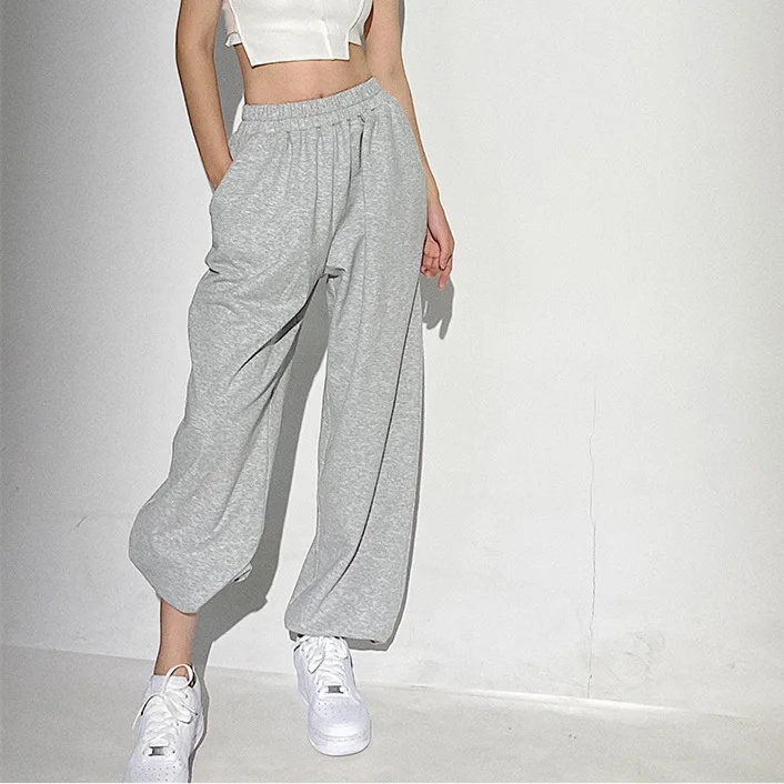 

Gray Sweatpants for Women 2021 Autumn New Baggy Fashion Oversize Sports Pants Plus Size Harem Trousers Female Joggers Streetwear